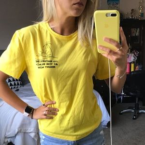 Zara yellow “Rather be at the Beach” top